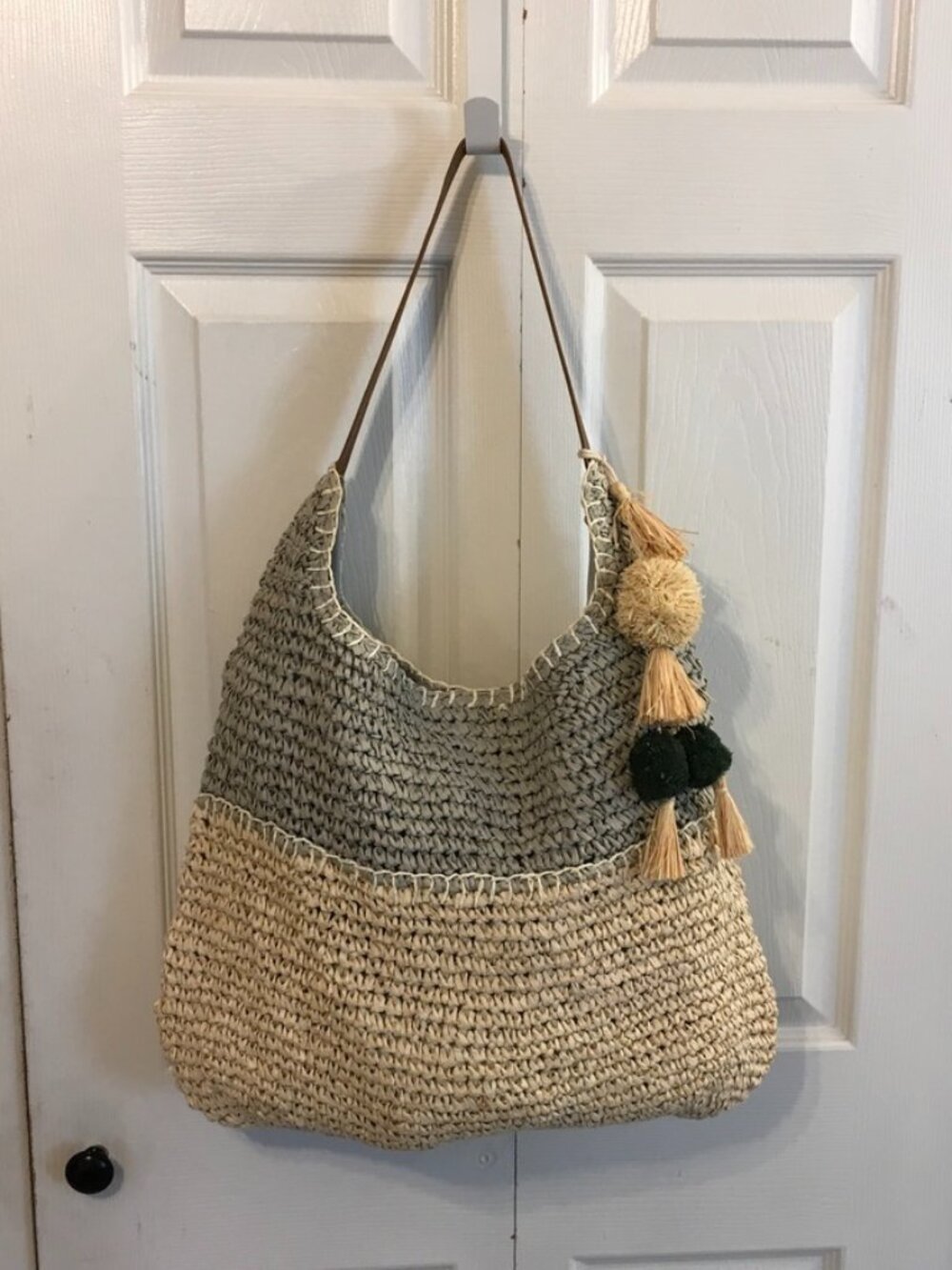 Sonoma Colorblock Straw Hobo Purse Shoulder Bag NWOT